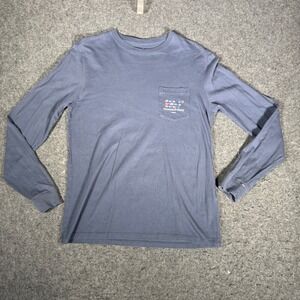 Vineyard Vines Mens Texas Whale Flag Graphic Long Sleeve Pocket T-Shirt Blue S